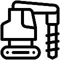 Drill Excavator Vector SVG Line Icon