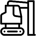 Excavator Drill Rig Vector SVG Line Icon