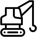 Telescopic Crawler Crane Vector SVG Line Icon