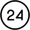 24 Hours Circle Vector SVG Line Icon