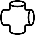 Pipe Cross 2 Vector SVG Line Icon